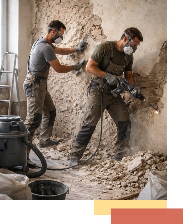 Демонтаж штукатурки со стен в Зеленокумске быстро и аккуратно