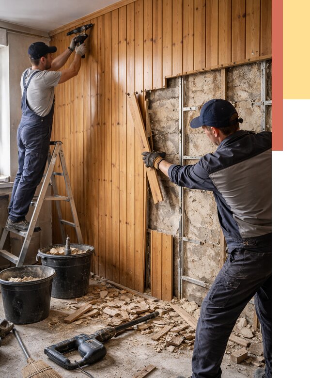 Демонтаж вагонки со стен в Зеленокумске от 1476 руб. — снятие, удаление, срочно | ОТДЕЛОЧНИК-Злм