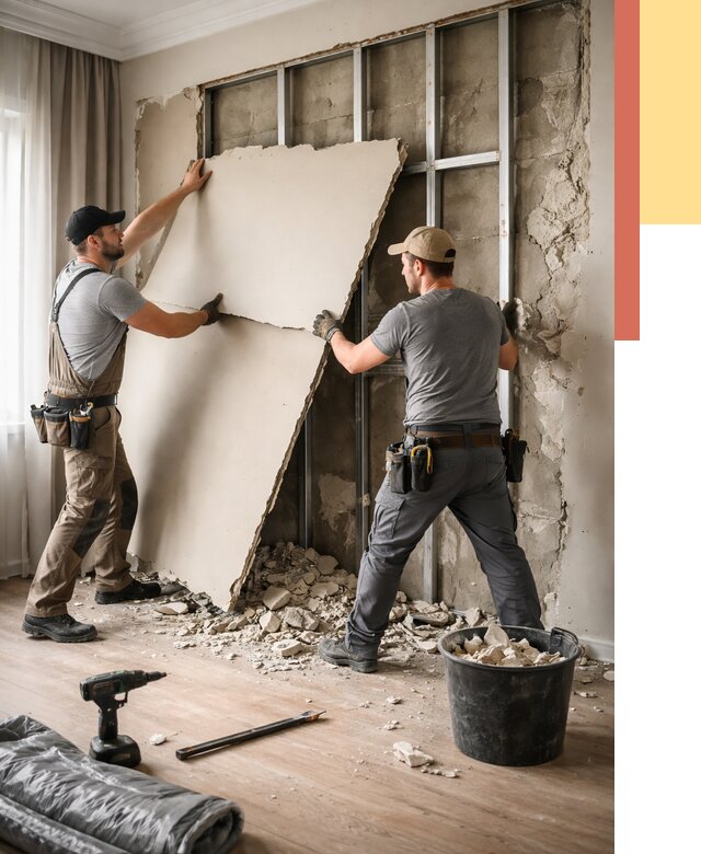 Демонтаж гипсокартона со стен в Зеленокумске от 356 руб. — услуги демонтажа | ОТДЕЛОЧНИК-Злм