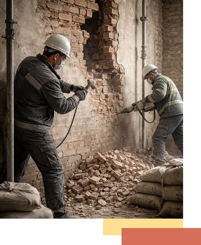 Демонтаж кирпичных стен в Зеленокумске быстро и безопасно