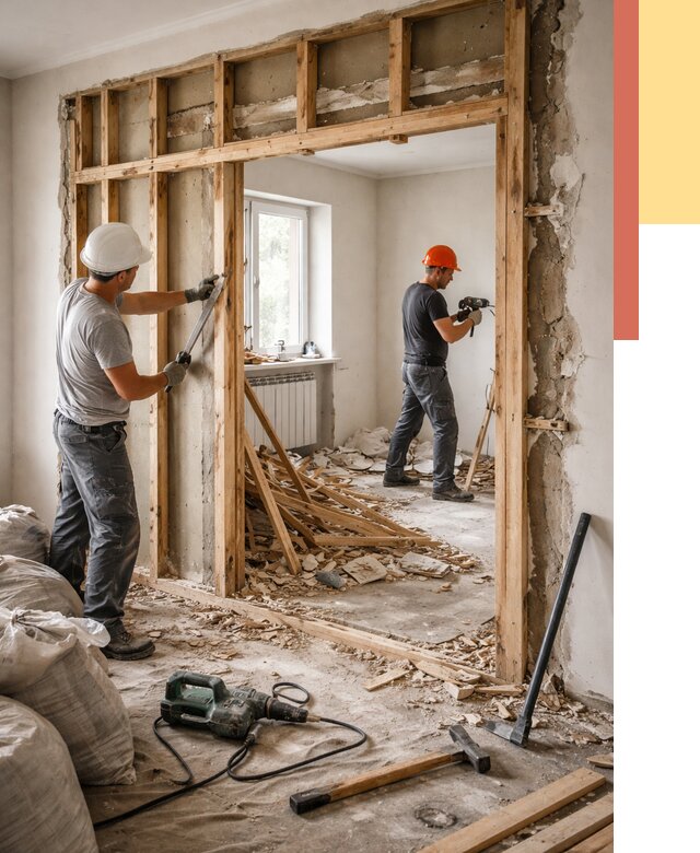 Демонтаж деревянных перегородок в Зеленокумске от 3258 руб. — быстро и недорого | ОТДЕЛОЧНИК-Злм