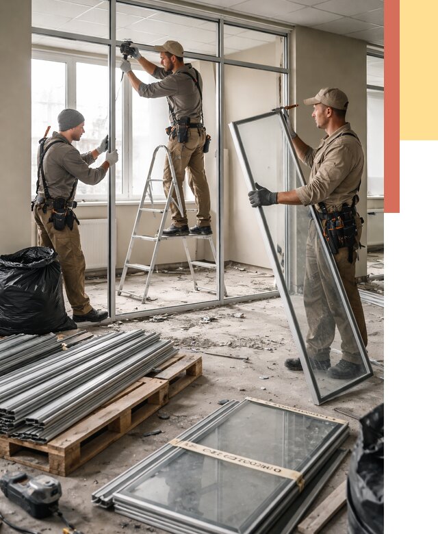 Демонтаж алюминиевых перегородок в Зеленокумске от 4276 руб. — быстро и недорого | ОТДЕЛОЧНИК-Злм