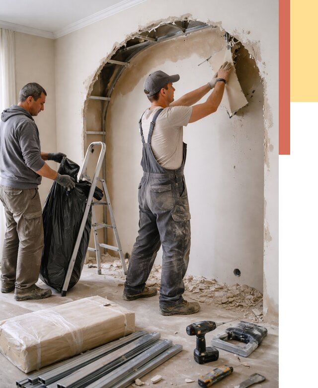 Демонтаж арки из гипсокартона в Зеленокумске от 3564 руб. — услуги под ключ | ОТДЕЛОЧНИК-Злм