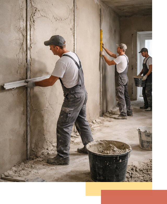 Штукатурка стен по маякам в Зеленокумске — точная и ровная поверхность