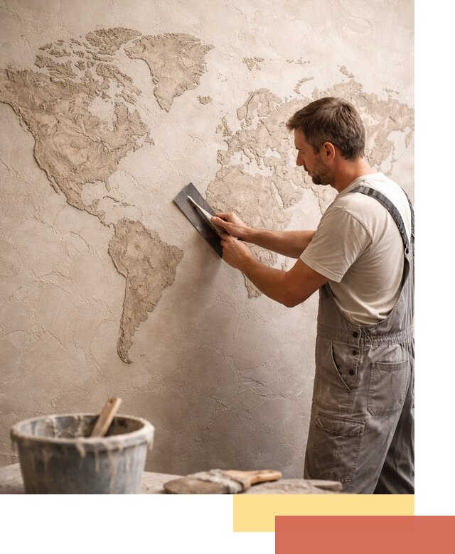 Декоративная штукатурка «Карта мира» под ключ в Зеленокумске