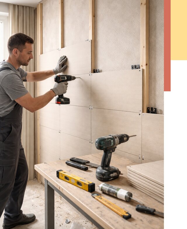 Монтаж МДФ панелей на стены в Зеленокумске от 1273 руб. под ключ | ОТДЕЛОЧНИК-Злм