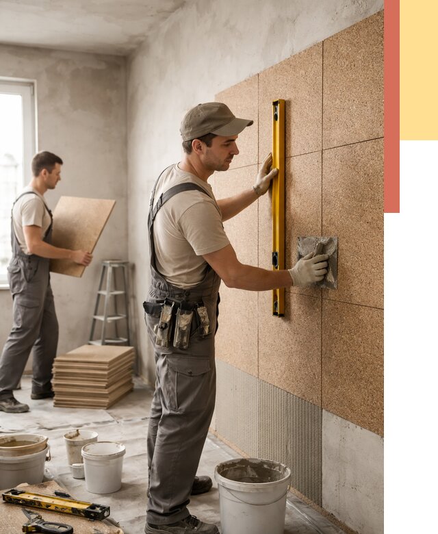 Монтаж пробковых панелей на стены в Зеленокумске от 3564 руб. — ОТДЕЛОЧНИК-Злм