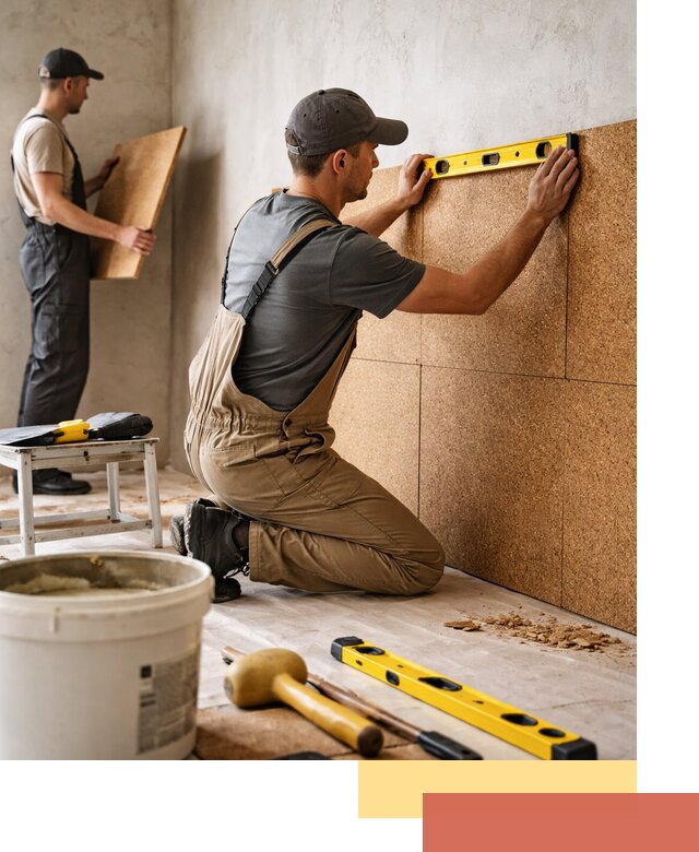 Монтаж пробковых панелей на стены в Зеленокумске быстро и качественно