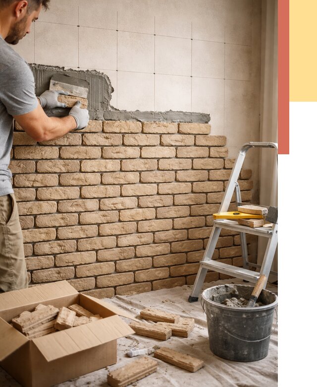 Монтаж декоративного кирпича в Зеленокумске от 3258 руб./м² — быстро и недорого | ОТДЕЛОЧНИК-Злм