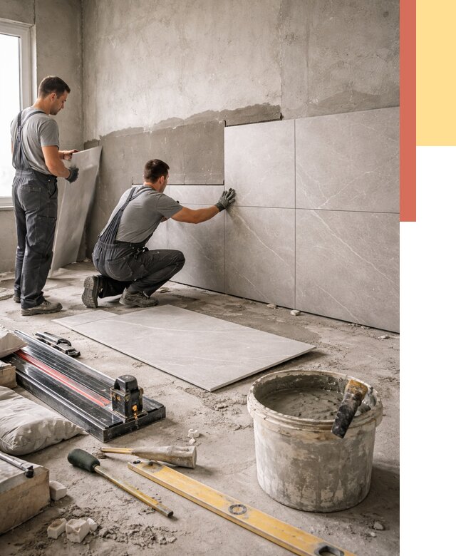 Облицовка стен керамогранитом в Зеленокумске от 4276 руб./м² — услуги под ключ | ОТДЕЛОЧНИК-Злм