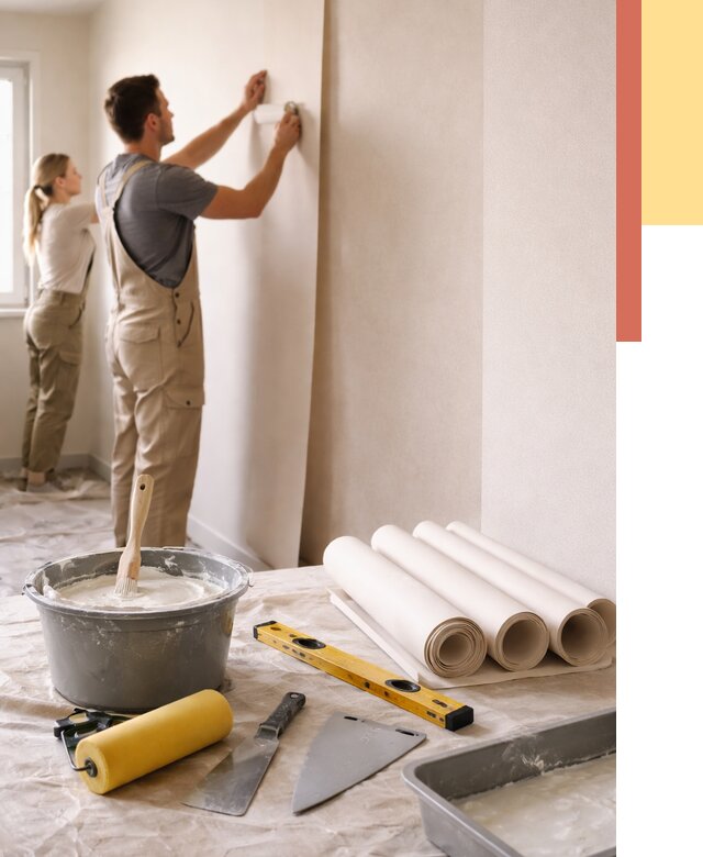 Поклейка бумажных обоев в Зеленокумске от 5600 руб./м2 — быстро и недорого | ОТДЕЛОЧНИК-Злм