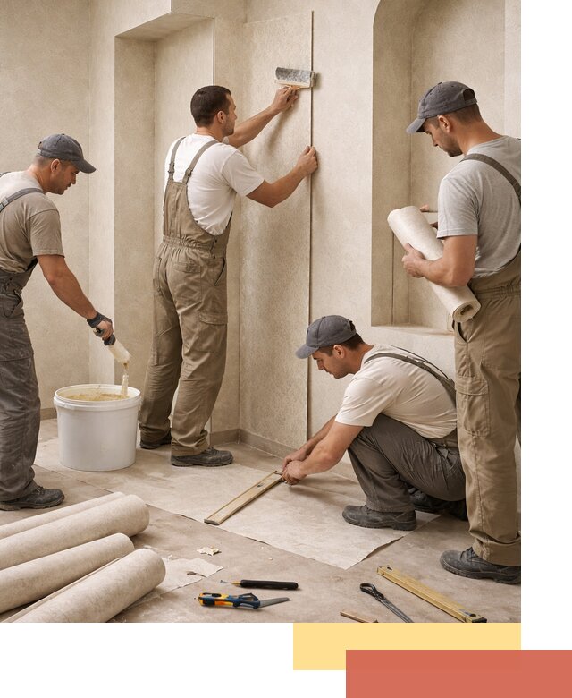 Поклейка обоев на сложные стены и неровные поверхности в Зеленокумске