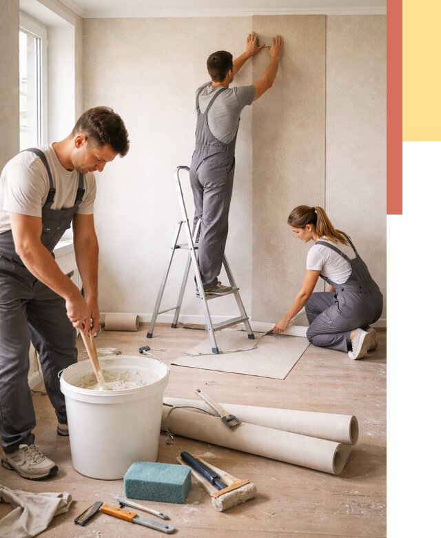 Оклейка стен обоями в Зеленокумске от 3564 руб/м2 — быстро и недорого | ОТДЕЛОЧНИК-Злм