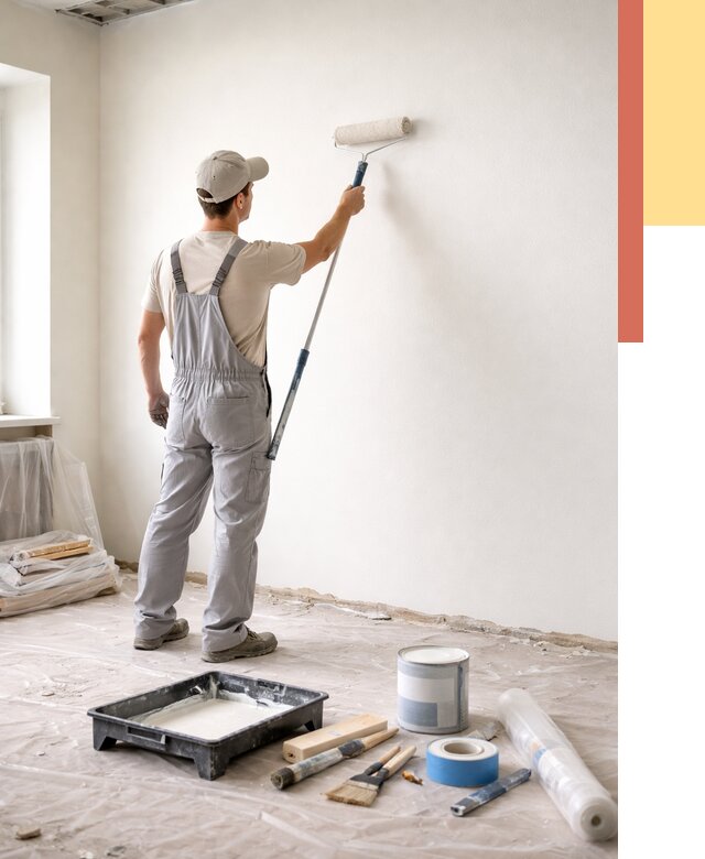 Покраска стен водоэмульсионной краской в Зеленокумске от 458 руб. за м² | ОТДЕЛОЧНИК-Злм