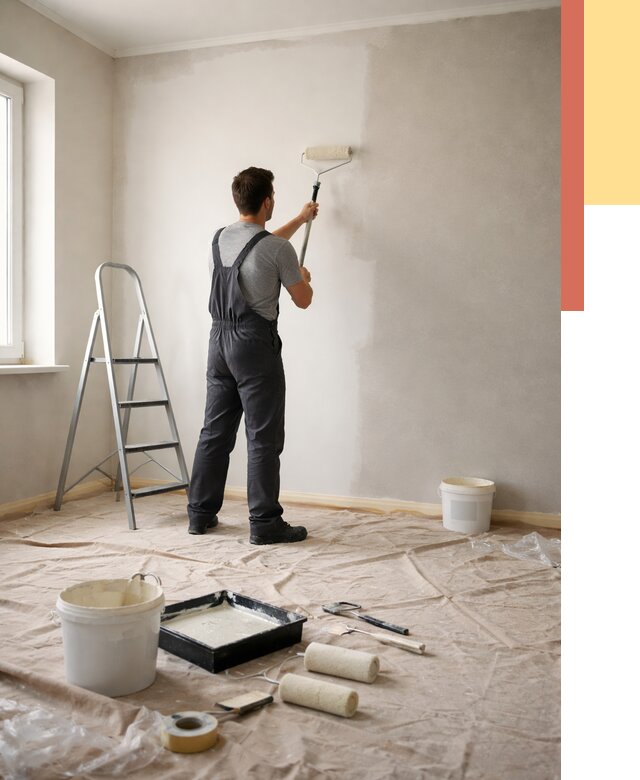 Покраска стен моющейся краской в Зеленокумске от 356 руб./м² — быстро и недорого | ОТДЕЛОЧНИК-Злм