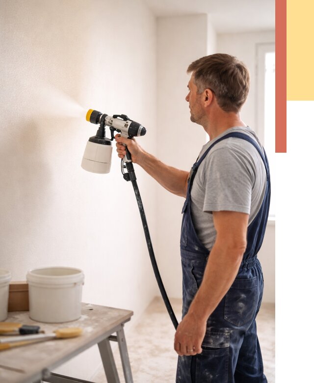 Покраска стен краскопультом в Зеленокумске от 7637 руб. — механизированная покраска | ОТДЕЛОЧНИК-Злм