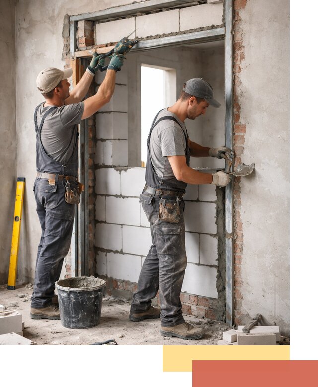 Закладка дверного проема под ключ в Зеленокумске: демонтаж, монтаж, отделка