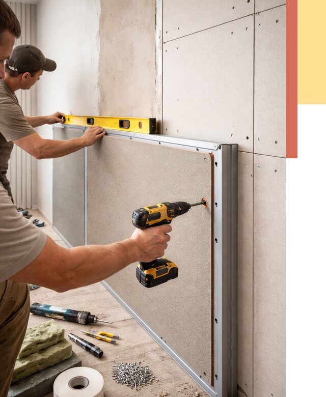 Шумоизоляция стен панелями ЗИПС в Зеленокумске от 2240 руб./м² под ключ | ОТДЕЛОЧНИК-Злм