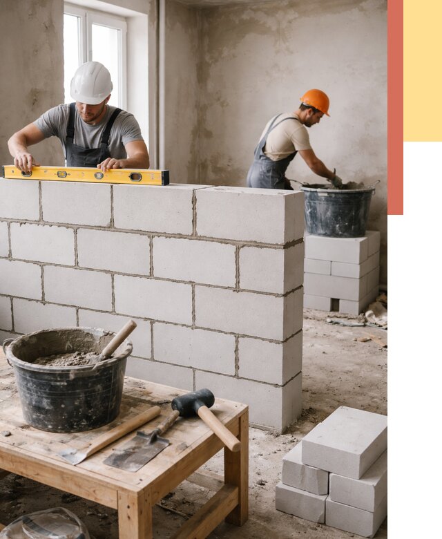 Кладка перегородок из газобетона в Зеленокумске от 3258 руб. под ключ | ОТДЕЛОЧНИК-Злм