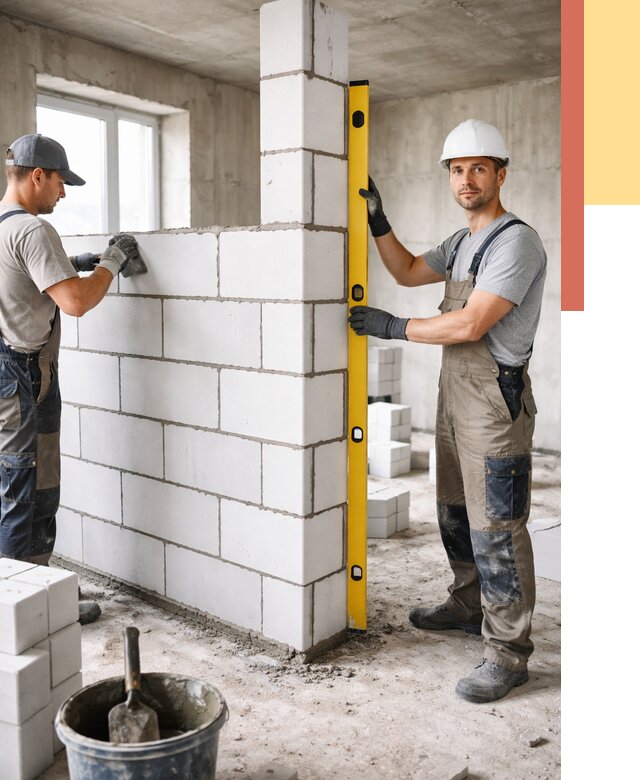 Кладка перегородок из пеноблока в Зеленокумске от 1833 руб. под ключ | ОТДЕЛОЧНИК-Злм