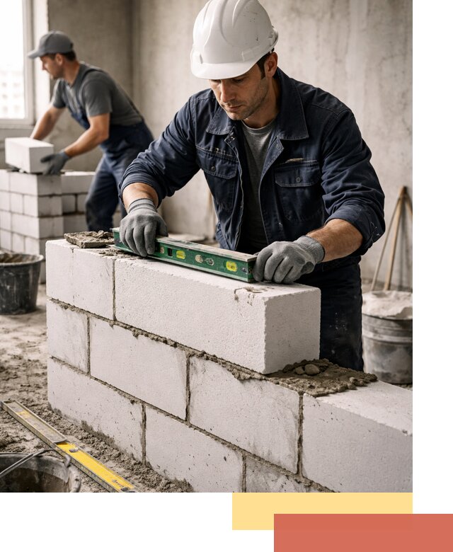 Кладка перегородок из пеноблока под ключ в Зеленокумске