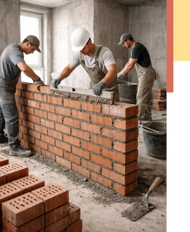 Кладка перегородок из кирпича в Зеленокумске от 3564 руб. за м² | ОТДЕЛОЧНИК-Злм