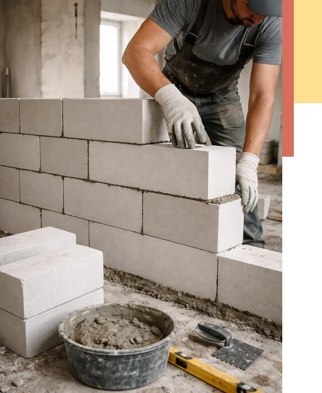 Кладка перегородок из силикатного блока в Зеленокумске от 4073 руб. под ключ | ОТДЕЛОЧНИК-Злм