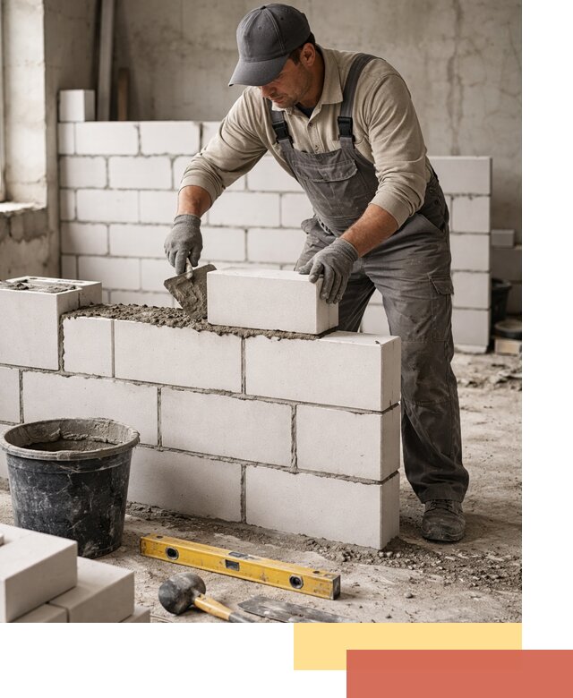 Кладка перегородок из силикатного блока в Зеленокумске