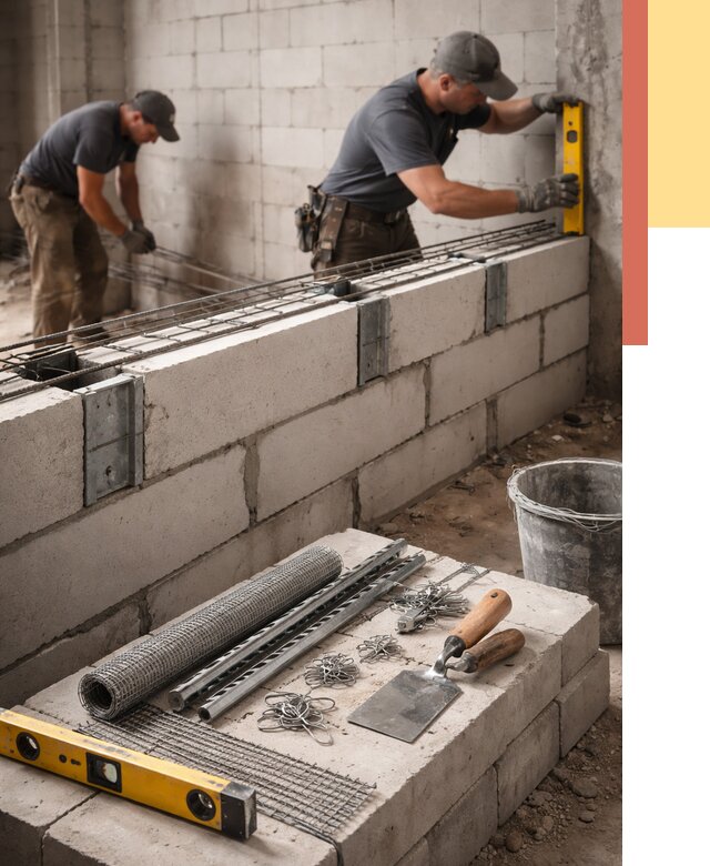 Армирование кладки перегородок в Зеленокумске от 764 руб. под ключ | ОТДЕЛОЧНИК-Злм