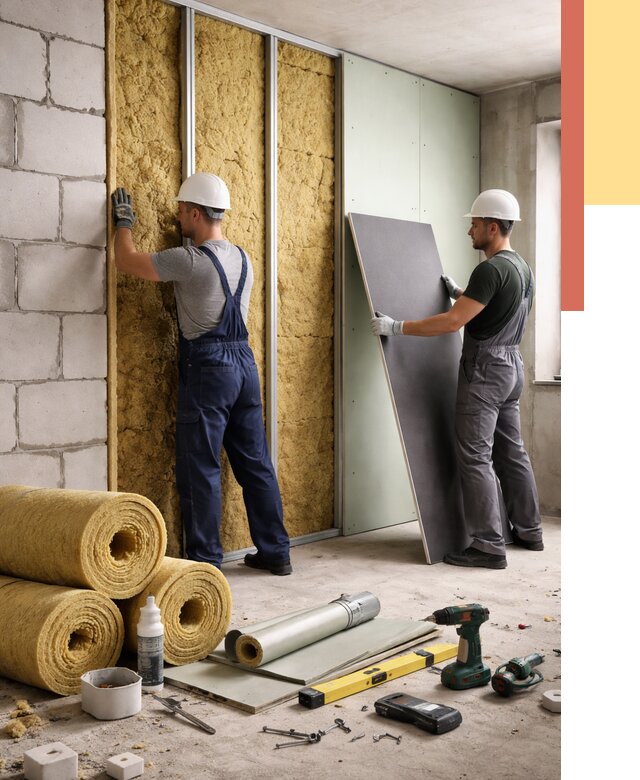 Шумоизоляция перегородок из блоков в Зеленокумске от 1884 руб./м² — быстро и недорого | ОТДЕЛОЧНИК-Злм