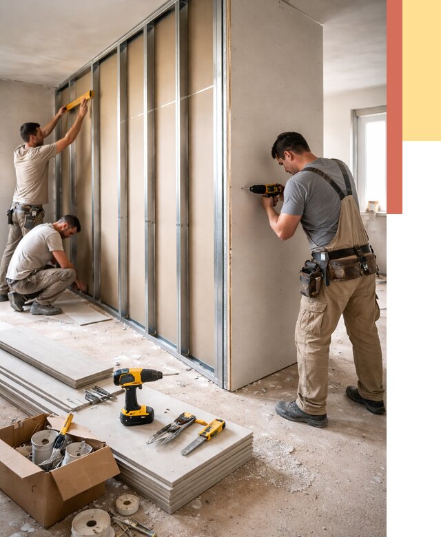 Монтаж однослойной перегородки из гипсокартона в Зеленокумске от 662 руб. | ОТДЕЛОЧНИК-Злм