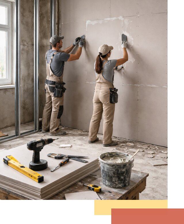 Монтаж двухслойной перегородки из гипсокартона в Зеленокумске