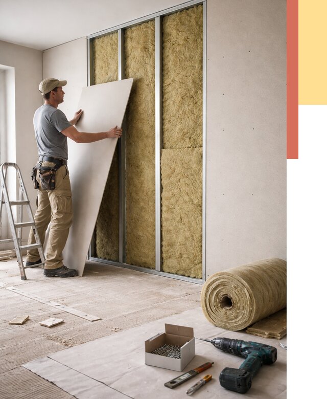 Перегородка из гипсокартона с шумоизоляцией в Зеленокумске от 3177 руб. | ОТДЕЛОЧНИК-Злм