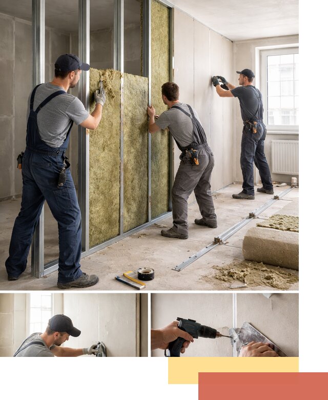 Перегородка из гипсокартона с шумоизоляцией в Зеленокумске — монтаж под ключ