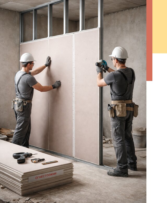 Перегородка из огнестойкого гипсокартона в Зеленокумске от 1884 руб. под ключ | ОТДЕЛОЧНИК-Злм
