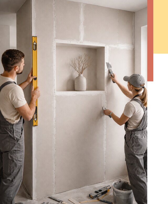 Перегородка из гипсокартона с нишей в Зеленокумске от 3309 руб. под ключ | ОТДЕЛОЧНИК-Злм