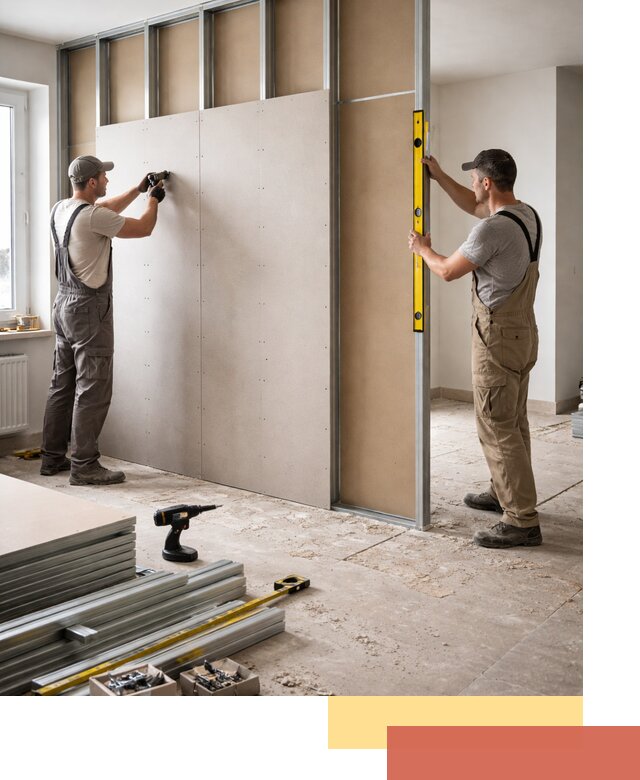 Зонирующая перегородка из гипсокартона под ключ в Зеленокумске