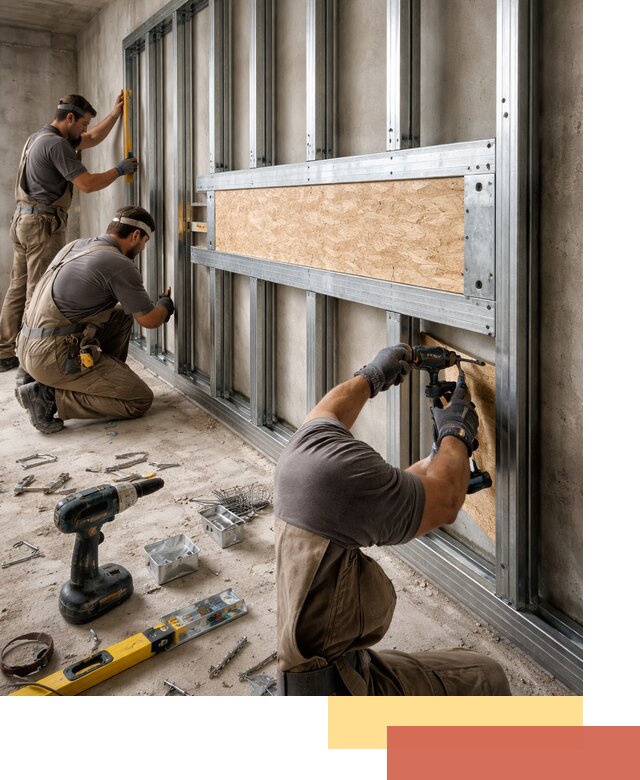 Усиленная перегородка для крепления тяжёлых конструкций в Зеленокумске