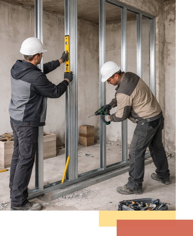 Монтаж каркаса перегородки из профиля в Зеленокумске