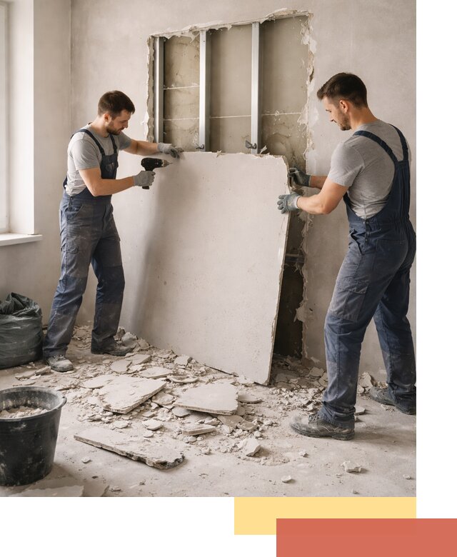 Демонтаж перегородки из гипсокартона в Зеленокумске быстрый и аккуратный