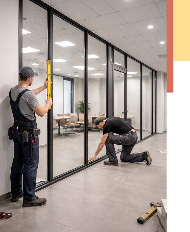 Каркасные стеклянные перегородки в Зеленокумске под ключ от 9367 руб. | ОТДЕЛОЧНИК-Злм