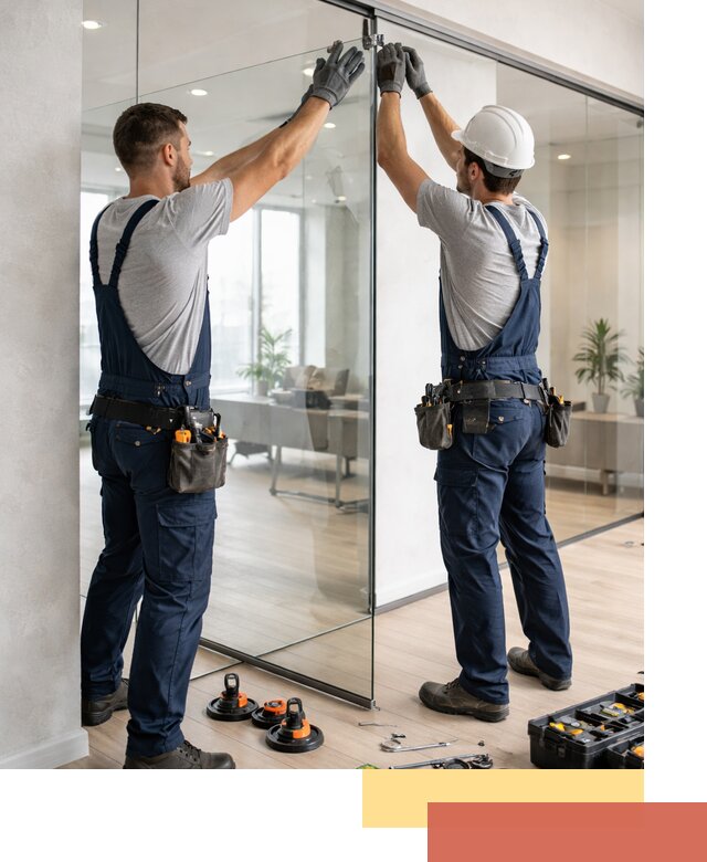 Безрамные стеклянные перегородки под ключ в Зеленокумске