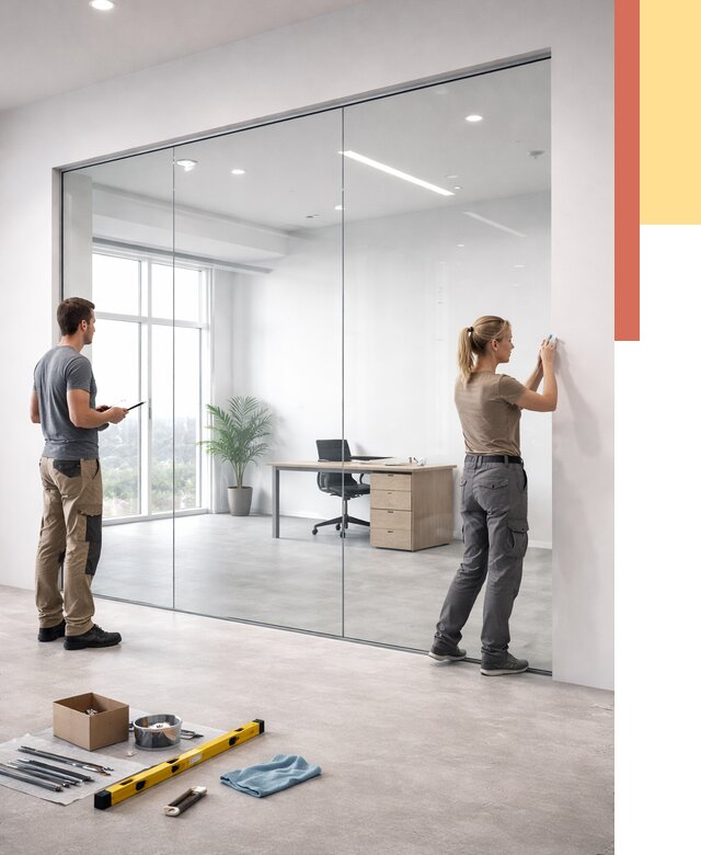 Перегородки из закаленного стекла в Зеленокумске от 9673 руб. под ключ | ОТДЕЛОЧНИК-Злм