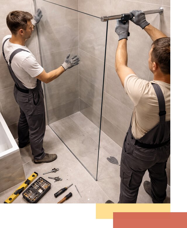 Стеклянные перегородки для душа в Зеленокумске — изготовление и монтаж