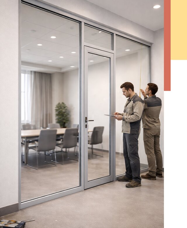 Установка и монтаж алюминиевых перегородок со стеклом в Зеленокумске от 8349 руб. | ОТДЕЛОЧНИК-Злм