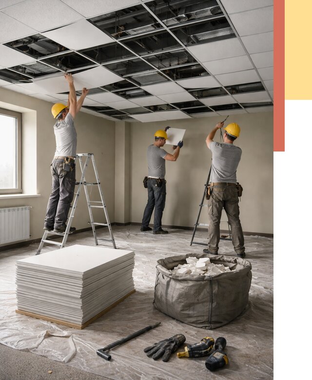 Демонтаж потолка Армстронг в Зеленокумске от 4582 руб. быстро и недорого | ОТДЕЛОЧНИК-Злм