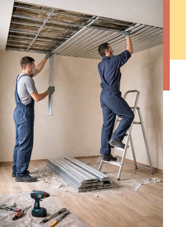 Демонтаж реечного потолка в Зеленокумске от 4582 руб. быстро и недорого | ОТДЕЛОЧНИК-Злм