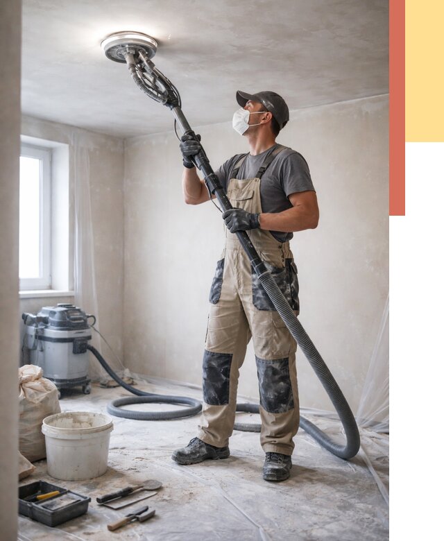 Шлифовка потолка в Зеленокумске от 3564 руб. — услуги шлифования потолка | ОТДЕЛОЧНИК-Злм