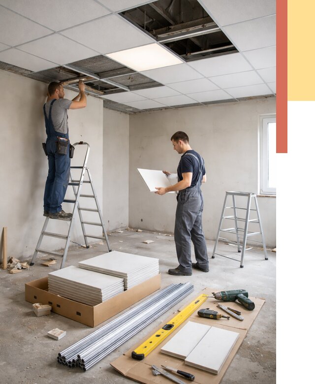 Монтаж потолка армстронг в Зеленокумске от 4582 руб/м2 — быстрая установка под ключ | ОТДЕЛОЧНИК-Злм