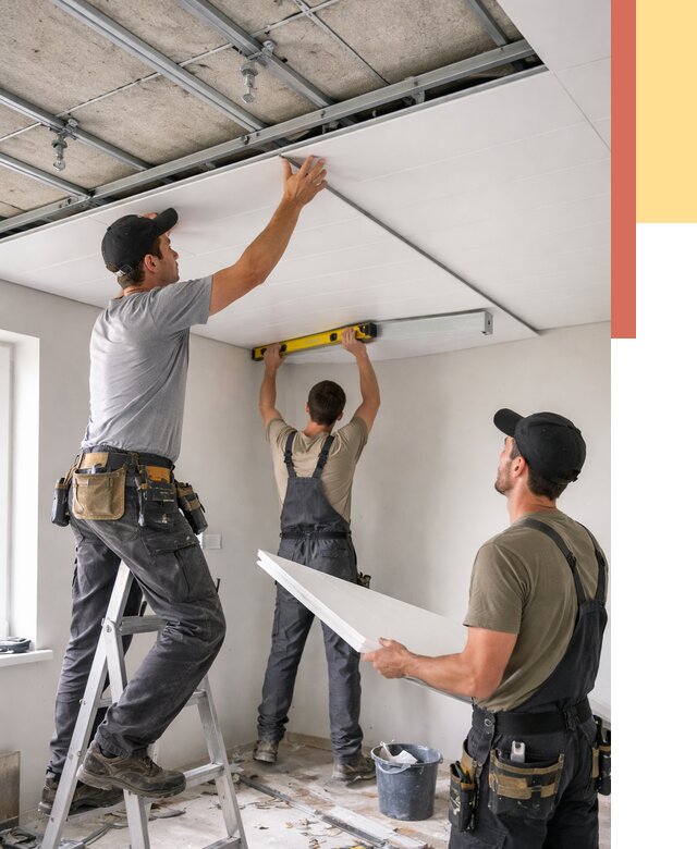 Монтаж потолка из ПВХ панелей в Зеленокумске от 3564 руб./м2 — быстро и недорого | ОТДЕЛОЧНИК-Злм